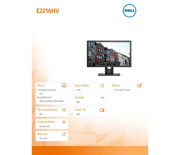 Dell 21.5'' E2216HV 210-ALFS/5Y Czarny - 1381856 - zdjęcie 6